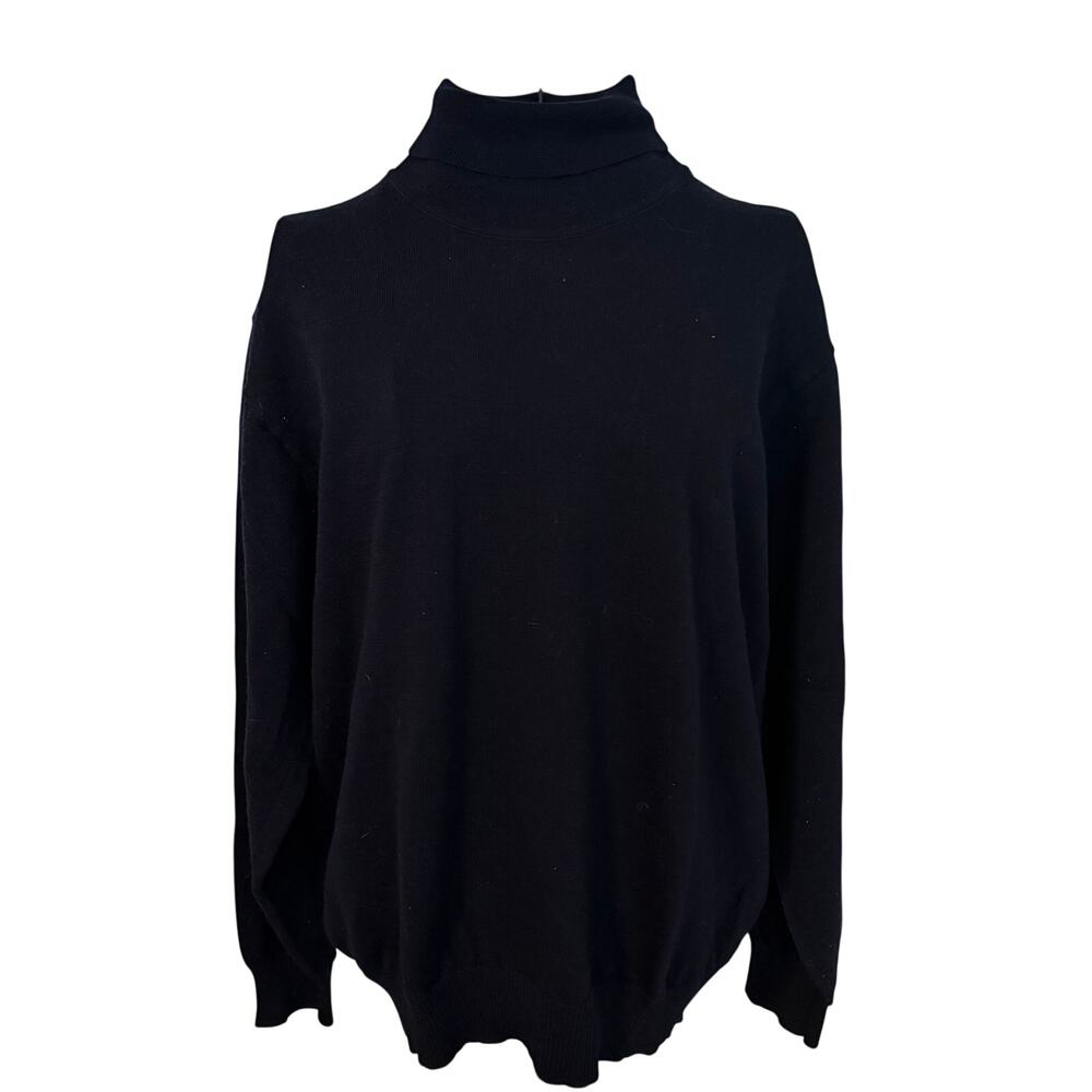 MARZ M Germany Luxury Navy Pure New Wool Pullover Turtleneck Sweater Preppy